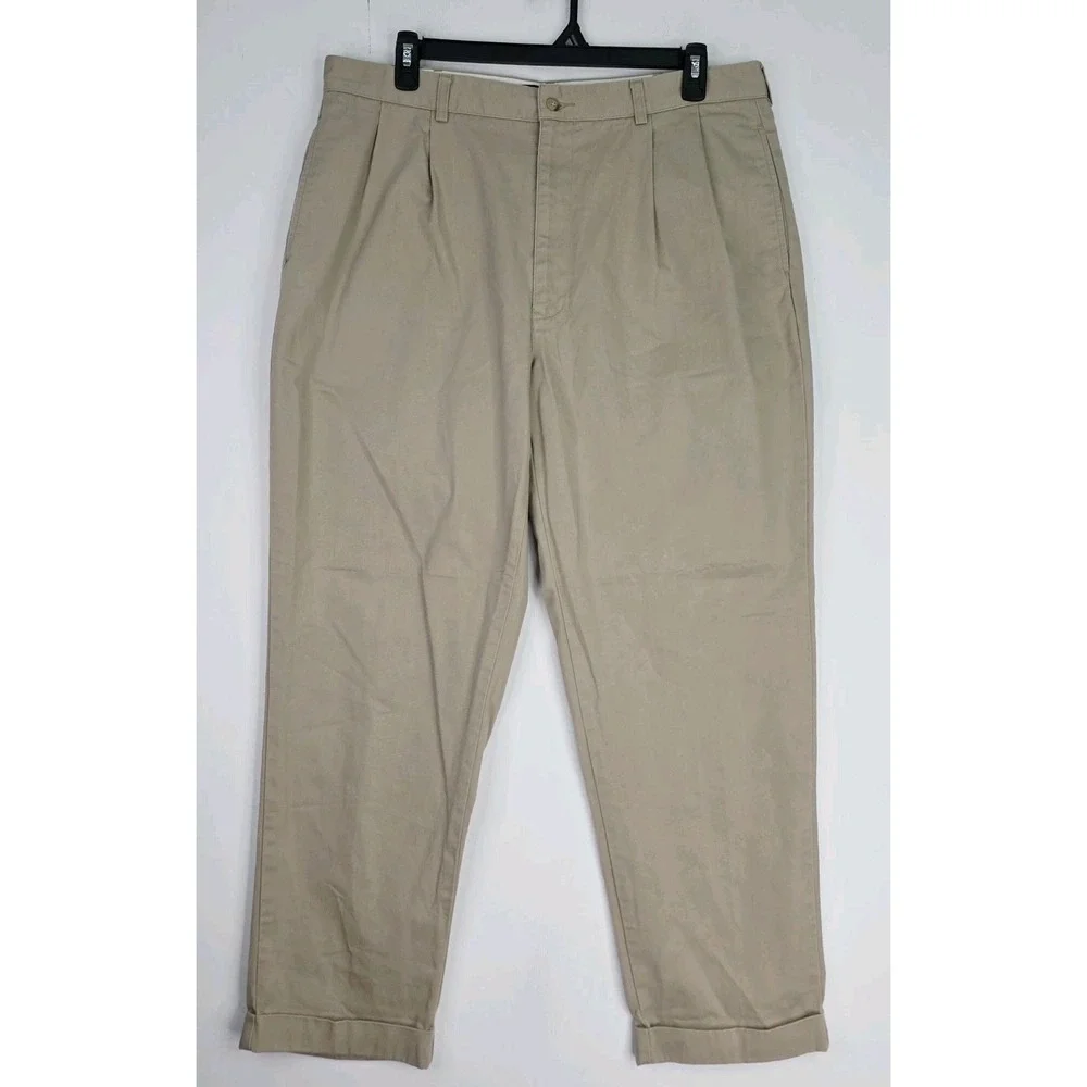 VTG Polo Ralph Lauren Hammond Pants Men 40X32 (Fit 38X31.5) Beige Pleated Cuffed